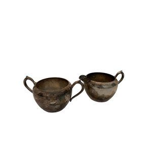 F.B. Rogers Silverplate on Copper Creamer and Sugar Vintage Set